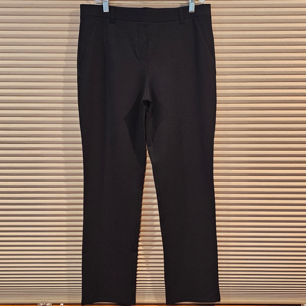Quince Ultra-Stretch Ponte Straight Leg Pant Black Womens L Elastic Waist NWT